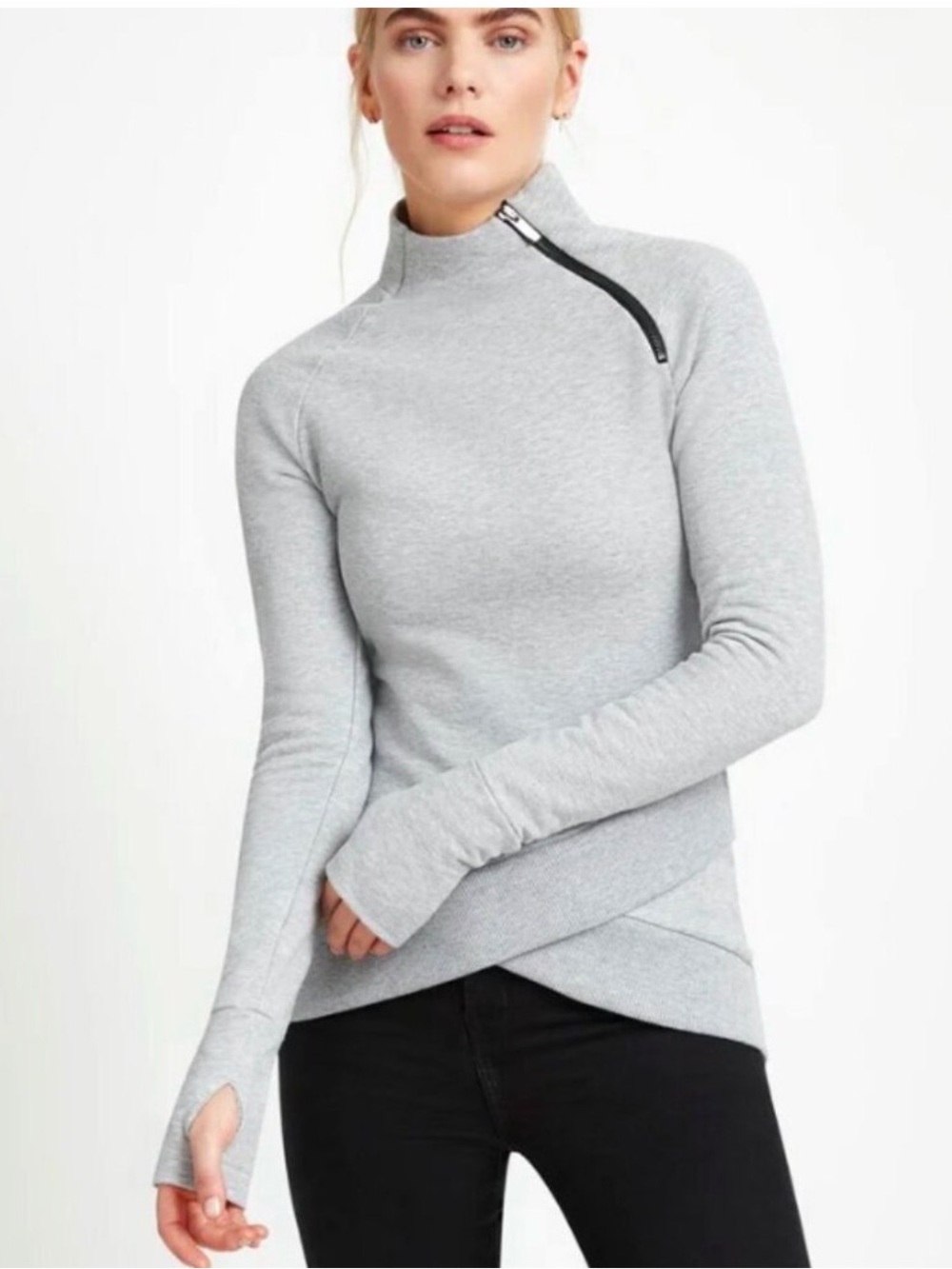 Marcella Gray Blake Zip-Neck Sweatshirt Mid-weight European French Terry Small